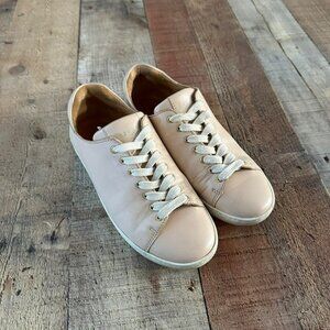 Sezane Jack trainers pink leather shoes with gold eyelets women's 5.5